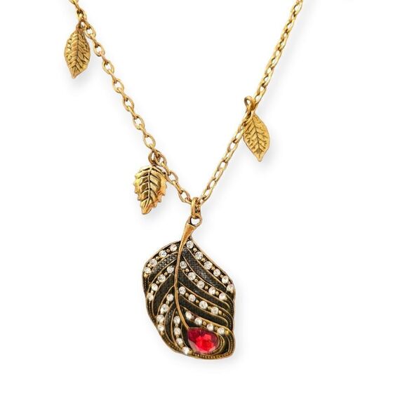 Amrita Singh Antique 18k Gold-Plated Brass Peacock Feather Pendant Necklace - Picture 9 of 11
